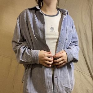 Sky Blue Oversized Corduroy Button up Jacket